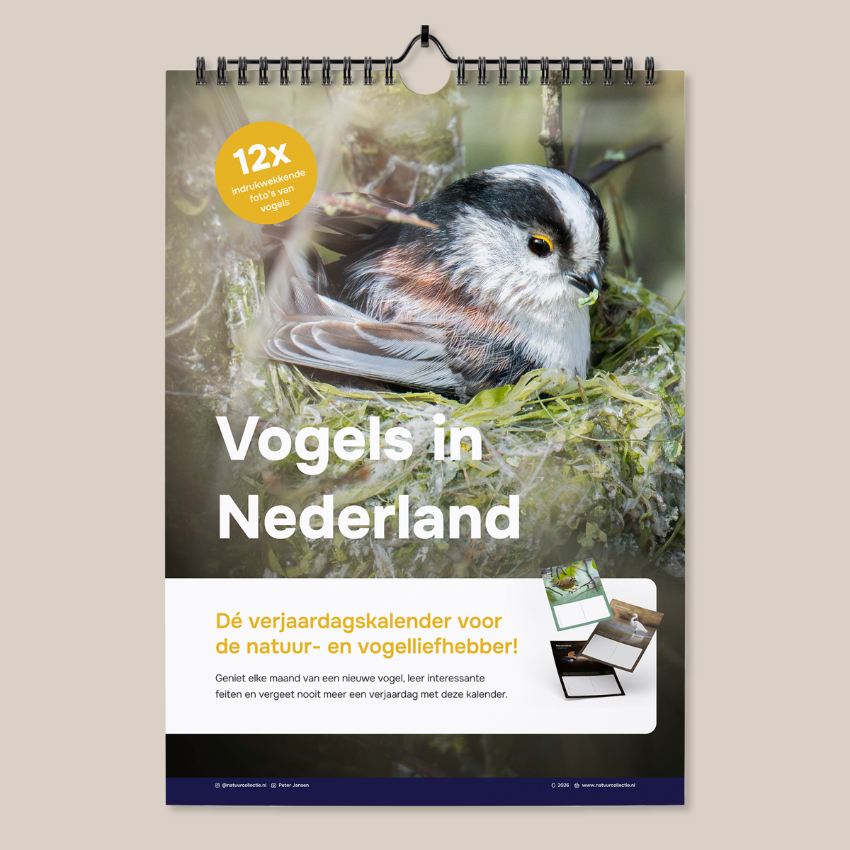 Voorkant van verjaardagskalender ‘Vogels in Nederland – Staartmees’
