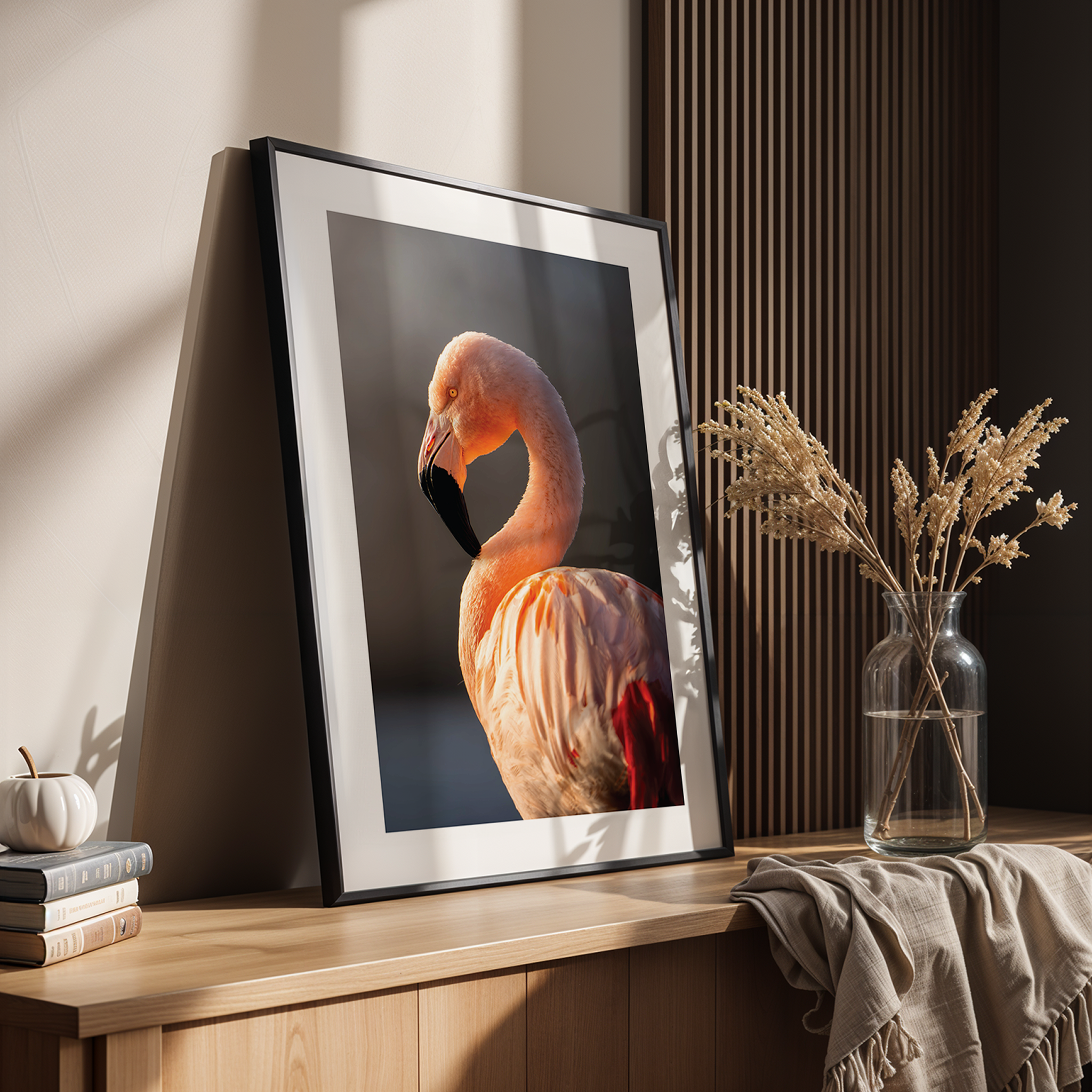 Print 'Flamingo in de zon - portret'