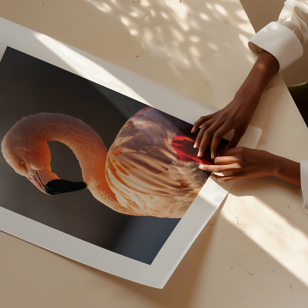 Print 'Flamingo in de zon - portret'