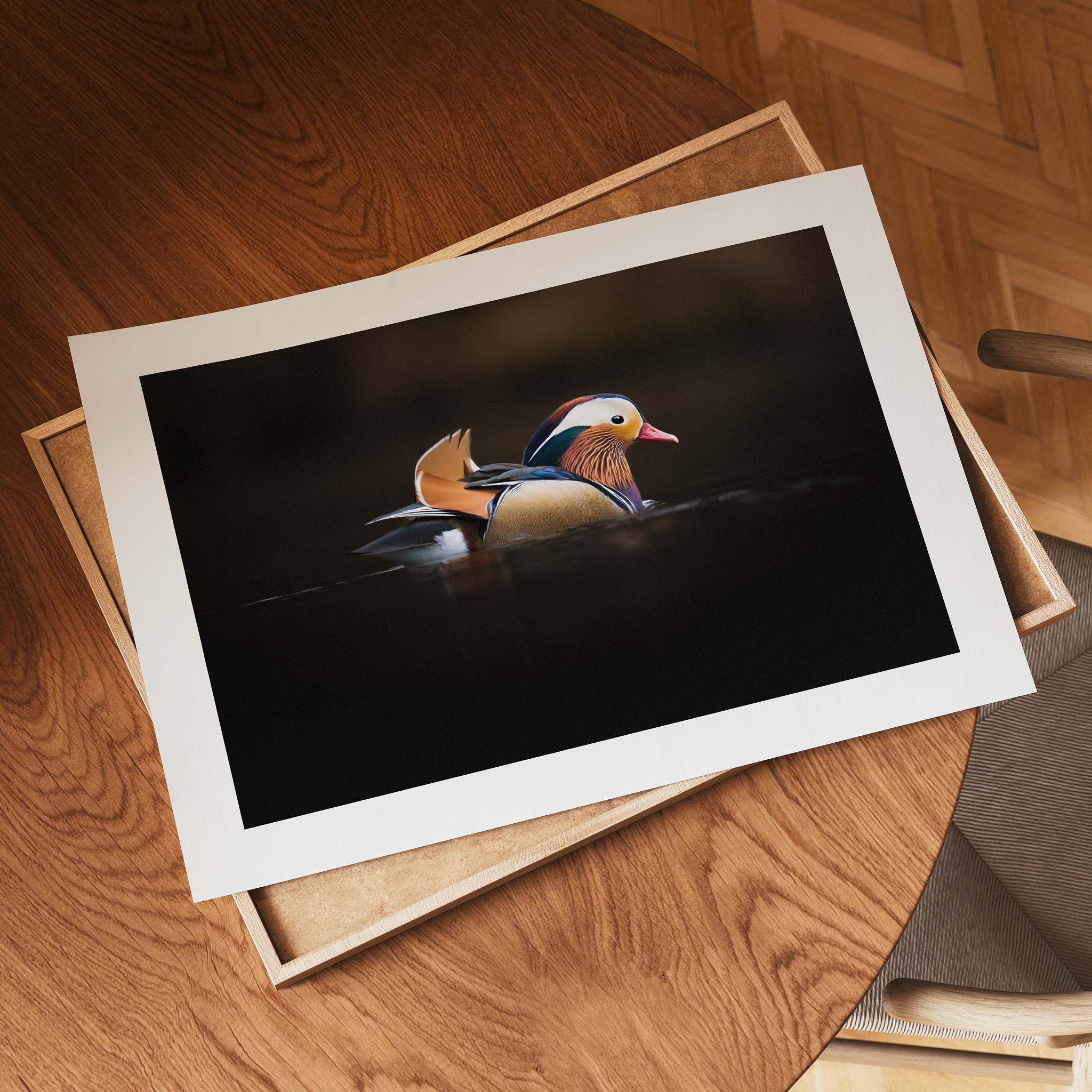 Print 'Mandarijneend in het avondlicht'